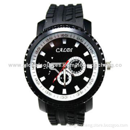 New Quartz Watch with Silicone Strap, Japan Movement, Multiple Colors,Customized Logos are Welcome